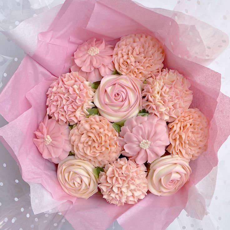 Bouquet de cupcakes roses