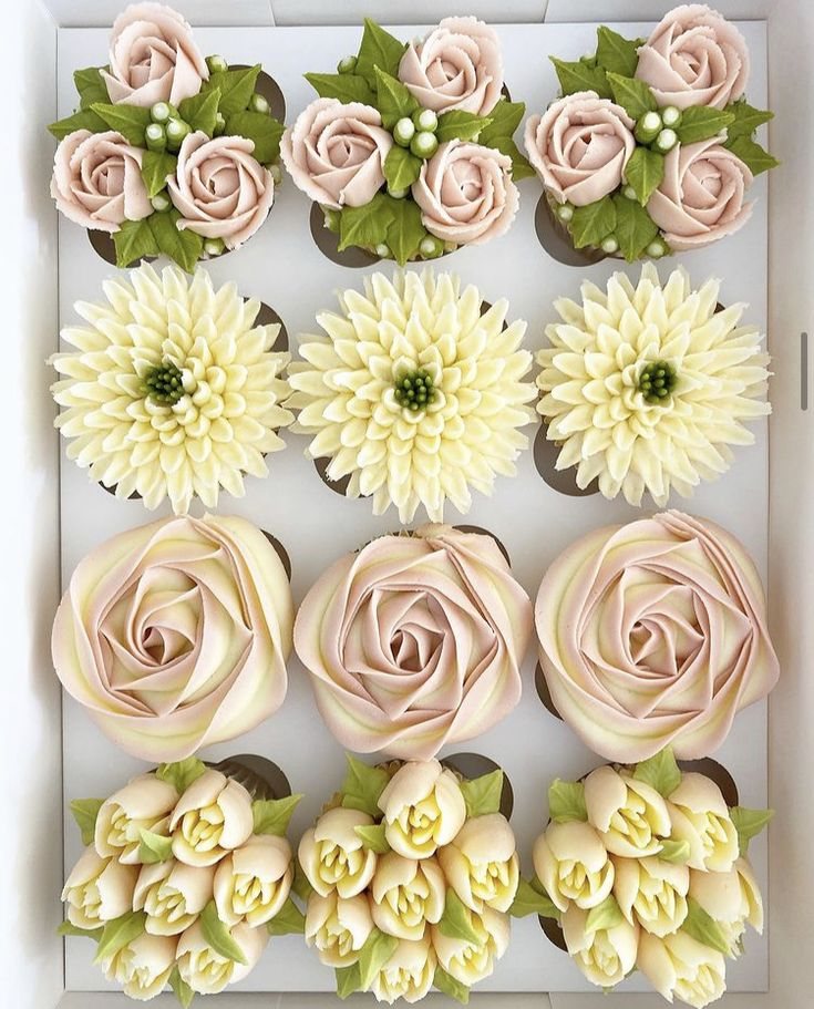 Cupcakes fleuris rose poudré